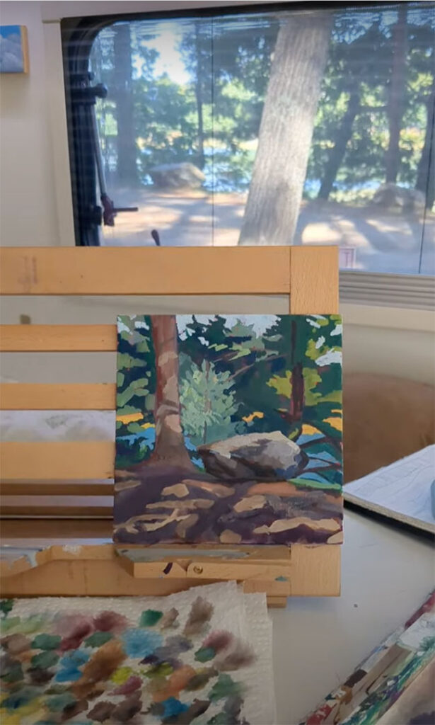 Set up for Rocky Forest Paradise view painting