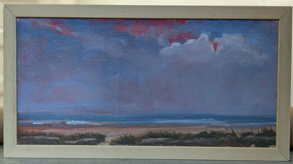 Solace-in-Sea-Sky-and-Trees 8x16 oil painting framed